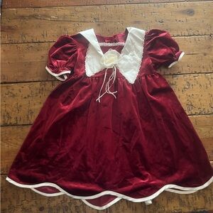 Rose cottage vintage red velvet dress